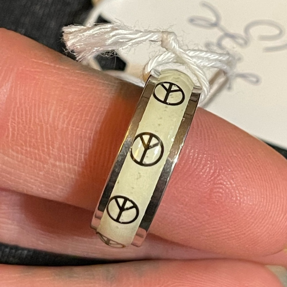 Stainless steel Peace sign ring
